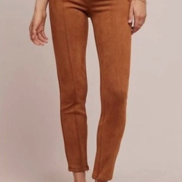 Anthropologie Faux Leather Pants Brown Women’s 30 Stretch Skinny - Picture 1 of 10